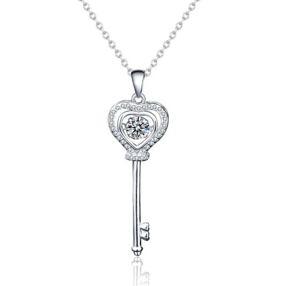 1/2ct. t.w. Diamond Dancing Key Necklace - Picture 1 of 15